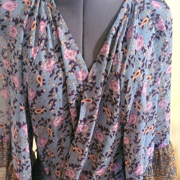 Umgee long boho duster kimono flowy style bell sleeve cardigan size Medium - Picture 7 of 16